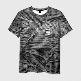 Мужская футболка 3D с принтом Мятая сетчатая ткань   Crumpled Mesh Fabric в Белгороде, 100% полиэфир | прямой крой, круглый вырез горловины, длина до линии бедер | abstraction | fashion | grid | italy | milano | pattern | texture | абстракция | италия | милан | мода | сетка | текстура | узор