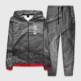 Мужской костюм 3D с принтом Мятая сетчатая ткань   Crumpled Mesh Fabric в Екатеринбурге, 100% полиэстер | Манжеты и пояс оформлены тканевой резинкой, двухслойный капюшон со шнурком для регулировки, карманы спереди | abstraction | fashion | grid | italy | milano | pattern | texture | абстракция | италия | милан | мода | сетка | текстура | узор