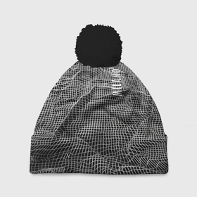 Шапка 3D c помпоном с принтом Мятая сетчатая ткань   Crumpled Mesh Fabric в Тюмени, 100% полиэстер | универсальный размер, печать по всей поверхности изделия | abstraction | fashion | grid | italy | milano | pattern | texture | абстракция | италия | милан | мода | сетка | текстура | узор
