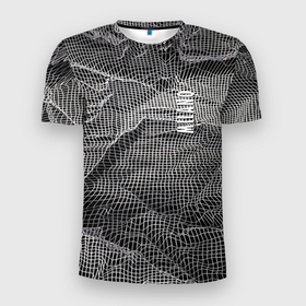 Мужская футболка 3D Slim с принтом Мятая сетчатая ткань   Crumpled Mesh Fabric в Тюмени, 100% полиэстер с улучшенными характеристиками | приталенный силуэт, круглая горловина, широкие плечи, сужается к линии бедра | abstraction | fashion | grid | italy | milano | pattern | texture | абстракция | италия | милан | мода | сетка | текстура | узор