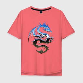 Мужская футболка хлопок Oversize с принтом Хромированный дракон , 100% хлопок | свободный крой, круглый ворот, “спинка” длиннее передней части | dragon | дракон | дракончик | драконы | змий | мифическое существо | монстр | чудище | чудовище