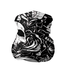 Бандана-труба 3D с принтом черепа и розы на черном фоне в Курске, 100% полиэстер, ткань с особыми свойствами — Activecool | плотность 150‒180 г/м2; хорошо тянется, но сохраняет форму | background | black | black background | bw | flowers | roses | skeleton | skeletons | skull | skulls | white | белый | розы | скелет | скелеты | фон | цветы | чб | череп | черепа | черный | черный фон