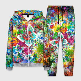 Мужской костюм 3D с принтом Яркое безумие | Бабочки, кляксы, граффити в Новосибирске, 100% полиэстер | Манжеты и пояс оформлены тканевой резинкой, двухслойный капюшон со шнурком для регулировки, карманы спереди | abstract | butterflies | design | flowers | graffiti | graphics | pattern | splashes | summer | абстракт | абстракция | бабочки | брызги | графика | граффити | девушкам | дизайн | кляксы | летнее | лето | паттерн | узоры | цветы