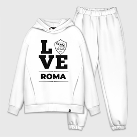 Мужской костюм хлопок OVERSIZE с принтом Roma Love Классика ,  |  | Тематика изображения на принте: club | football | logo | love | roma | клуб | лого | мяч | рома | символ | спорт | футбол | футболист | футболисты | футбольный