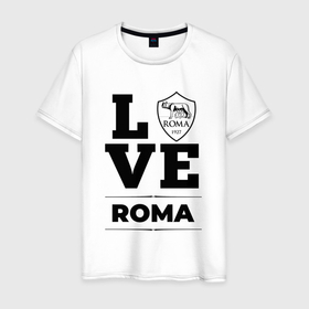 Мужская футболка хлопок с принтом Roma Love Классика , 100% хлопок | прямой крой, круглый вырез горловины, длина до линии бедер, слегка спущенное плечо. | club | football | logo | love | roma | клуб | лого | мяч | рома | символ | спорт | футбол | футболист | футболисты | футбольный