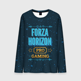 Мужской лонгслив 3D с принтом Forza Horizon Gaming PRO в Тюмени, 100% полиэстер | длинные рукава, круглый вырез горловины, полуприлегающий силуэт | Тематика изображения на принте: forza | forza horizon | horizon | logo | paint | pro | брызги | игра | игры | краска | лого | логотип | символ | форза | хорайзон