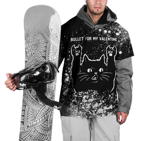 Накидка на куртку 3D с принтом Bullet For My Valentine   Rock Cat в Курске, 100% полиэстер |  | band | bullet | bullet for my valentine | for | metal | rock | valentine | буллет | валентайн | группа | кот | краска | краски | рок | рок кот