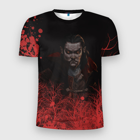 Мужская футболка 3D Slim с принтом Vampire Survivors art в Петрозаводске, 100% полиэстер с улучшенными характеристиками | приталенный силуэт, круглая горловина, широкие плечи, сужается к линии бедра | ame | games | vampire | vampire survivors | вампир | вампир выживание | вампир сурвайворс | игра | игры