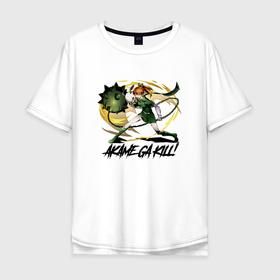 Мужская футболка хлопок Oversize с принтом Сэрю Юбикитас в Тюмени, 100% хлопок | свободный крой, круглый ворот, “спинка” длиннее передней части | akame | akame ga kill | anime | seryu ubiquitous | seryuu ubiquitous | акамэ | аниме | анимэ | сэрю юбикитас