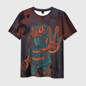 Мужская футболка 3D с принтом Токсичная лягуха в Санкт-Петербурге, 100% полиэфир | прямой крой, круглый вырез горловины, длина до линии бедер | frog | toxic | жаба | животное | лягуха | лягушка | токсичный