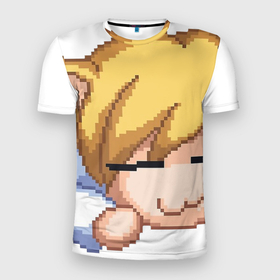 Мужская футболка 3D Slim с принтом Неко Арк в Кировске, 100% полиэстер с улучшенными характеристиками | приталенный силуэт, круглая горловина, широкие плечи, сужается к линии бедра | neco | pattern | pixel | tsukihime | буранья