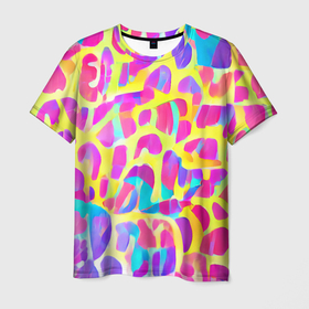 Мужская футболка 3D с принтом Красочные пятна в Белгороде, 100% полиэфир | прямой крой, круглый вырез горловины, длина до линии бедер | bright | colors | expression | funny | multicoloured | pattern | positive | spots | summer | веселый | выразительный | добрый | забавный | красивый | красочный | летний | паттерн | позитивный | пятна | радостный | разноцветный