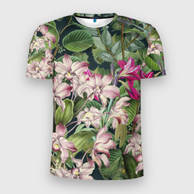 Мужская футболка 3D Slim с принтом Цветы Лилия Тигровая , 100% полиэстер с улучшенными характеристиками | приталенный силуэт, круглая горловина, широкие плечи, сужается к линии бедра | flowers | букет | лилии | природа | растение | флора | цветы