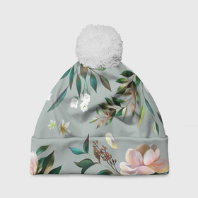 Шапка 3D c помпоном с принтом Цветы Цветочный Букет в Тюмени, 100% полиэстер | универсальный размер, печать по всей поверхности изделия | flowers | букет | природа | растение | флора | цветы