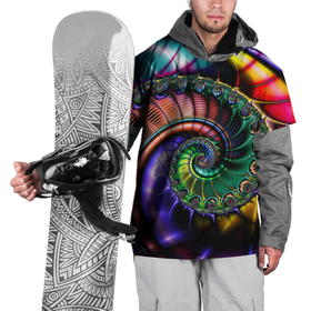 Накидка на куртку 3D с принтом Красочная фрактальная спираль   Colorful fractal spiral в Кировске, 100% полиэстер |  | fashion | fractal | neon | spiral | vanguard | авангард | мода | неон | спираль | фрактал