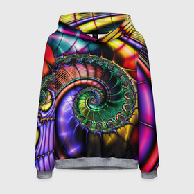 Мужская толстовка 3D с принтом Красочная фрактальная спираль   Colorful fractal spiral , 100% полиэстер | двухслойный капюшон со шнурком для регулировки, мягкие манжеты на рукавах и по низу толстовки, спереди карман-кенгуру с мягким внутренним слоем. | fashion | fractal | neon | spiral | vanguard | авангард | мода | неон | спираль | фрактал