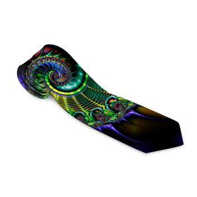 Галстук 3D с принтом Красочная фрактальная спираль   Colorful fractal spiral , 100% полиэстер | Длина 148 см; Плотность 150-180 г/м2 | fashion | fractal | neon | spiral | vanguard | авангард | мода | неон | спираль | фрактал