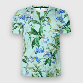 Мужская футболка 3D Slim с принтом Цветы Незабудки , 100% полиэстер с улучшенными характеристиками | приталенный силуэт, круглая горловина, широкие плечи, сужается к линии бедра | flowers | букет | незабудки | природа | растение | флора | цветы