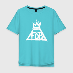 Мужская футболка хлопок Oversize с принтом Fall Out Boy FOB logo в Кировске, 100% хлопок | свободный крой, круглый ворот, “спинка” длиннее передней части | Тематика изображения на принте: fall out boy | fob | logo | music | rock | лого | музыка | рок