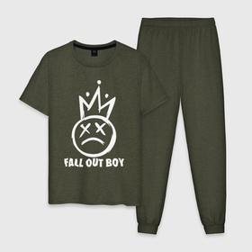Мужская пижама хлопок с принтом Fall Out Boy face logo в Тюмени, 100% хлопок | брюки и футболка прямого кроя, без карманов, на брюках мягкая резинка на поясе и по низу штанин
 | fall out boy | fob | logo | music | rock | лого | музыка | рок