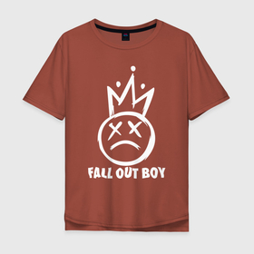 Мужская футболка хлопок Oversize с принтом Fall Out Boy face logo в Тюмени, 100% хлопок | свободный крой, круглый ворот, “спинка” длиннее передней части | Тематика изображения на принте: fall out boy | fob | logo | music | rock | лого | музыка | рок