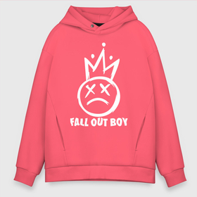 Мужское худи Oversize хлопок с принтом Fall Out Boy face logo в Тюмени, френч-терри — 70% хлопок, 30% полиэстер. Мягкий теплый начес внутри —100% хлопок | боковые карманы, эластичные манжеты и нижняя кромка, капюшон на магнитной кнопке | fall out boy | fob | logo | music | rock | лого | музыка | рок