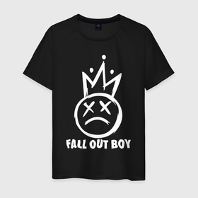 Мужская футболка хлопок с принтом Fall Out Boy face logo в Тюмени, 100% хлопок | прямой крой, круглый вырез горловины, длина до линии бедер, слегка спущенное плечо. | Тематика изображения на принте: fall out boy | fob | logo | music | rock | лого | музыка | рок