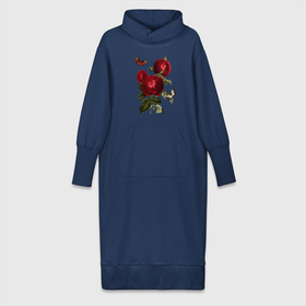 Платье удлиненное хлопок с принтом Темно красные розы Бабочки Винтаж в Тюмени,  |  | бабочки | большие цветы | винтаж | винтажный | красные розы | красные цветы | крупные цветы | ретро | розы | темные розы | темные цветы