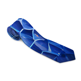 Галстук 3D с принтом Blue scales в Новосибирске, 100% полиэстер | Длина 148 см; Плотность 150-180 г/м2 | abstraction | blue | bright | color | dark | абстракция | синий | темный | узоры | фигуры | чешуя
