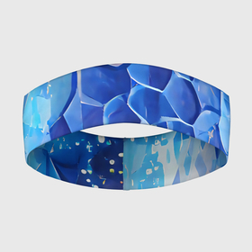 Повязка на голову 3D с принтом Blue scales в Новосибирске,  |  | abstraction | blue | bright | color | dark | абстракция | синий | темный | узоры | фигуры | чешуя