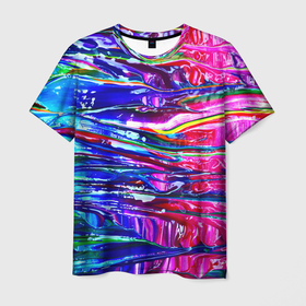 Мужская футболка 3D с принтом Абстракция масляными красками в Санкт-Петербурге, 100% полиэфир | прямой крой, круглый вырез горловины, длина до линии бедер | абстракция | живопись | картина | клякса | краски | масло | масляная живопись | радуга | яркая