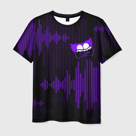 Мужская футболка 3D с принтом PurpleMini Huggy WuggyPoppy Playtime в Белгороде, 100% полиэфир | прямой крой, круглый вырез горловины, длина до линии бедер | Тематика изображения на принте: huggy | mini | monster | playtime | poppy | wuggy | вагги | ваги | монстр | хагги | хаги