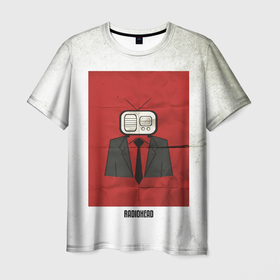 Мужская футболка 3D с принтом Красный постер Radiohead в Новосибирске, 100% полиэфир | прямой крой, круглый вырез горловины, длина до линии бедер | Тематика изображения на принте: radio head | radiohead | thom yorke | одержимый чем то | радио хед | радиохед | радиохэд | рок | рок группа | том йорк | томас эдвард йорк | фанат
