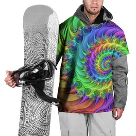 Накидка на куртку 3D с принтом Красочная фрактальная спираль   Узор   Colorful fractal spiral   Pattern , 100% полиэстер |  | abstraction | color | neon | pattern | spiral | абстракция | неон | спираль | узор | цвет
