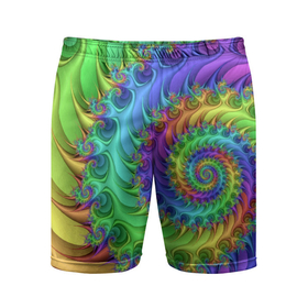 Мужские шорты спортивные с принтом Красочная фрактальная спираль   Узор   Colorful fractal spiral   Pattern в Курске,  |  | abstraction | color | neon | pattern | spiral | абстракция | неон | спираль | узор | цвет