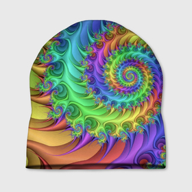 Шапка 3D с принтом Красочная фрактальная спираль   Узор   Colorful fractal spiral   Pattern , 100% полиэстер | универсальный размер, печать по всей поверхности изделия | abstraction | color | neon | pattern | spiral | абстракция | неон | спираль | узор | цвет