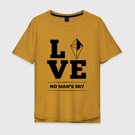 Мужская футболка хлопок Oversize с принтом No Mans Sky Love Classic в Санкт-Петербурге, 100% хлопок | свободный крой, круглый ворот, “спинка” длиннее передней части | logo | love | man | no mans sky | sky | игра | игры | лого | логотип | мен | ноу | символ | скай