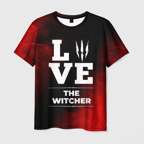 Мужская футболка 3D с принтом The Witcher Love Классика в Петрозаводске, 100% полиэфир | прямой крой, круглый вырез горловины, длина до линии бедер | logo | love | the | the witcher | witcher | ведьмак | игра | игры | лого | логотип | огонь | пламя | символ