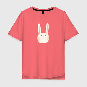 Мужская футболка хлопок Oversize с принтом Милый пасхальный кролик в Тюмени, 100% хлопок | свободный крой, круглый ворот, “спинка” длиннее передней части | детские рисунки | детский дизайн | зайчик | зайчики | заяц | кролик | милый кролик | пасха | пасхальный кролик | рисунок | рисунок зайца | рисунок кролика