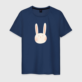 Мужская футболка хлопок с принтом Милый пасхальный кролик в Новосибирске, 100% хлопок | прямой крой, круглый вырез горловины, длина до линии бедер, слегка спущенное плечо. | Тематика изображения на принте: детские рисунки | детский дизайн | зайчик | зайчики | заяц | кролик | милый кролик | пасха | пасхальный кролик | рисунок | рисунок зайца | рисунок кролика