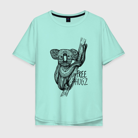 Мужская футболка хлопок Oversize с принтом Коала в стиле Мандала | Mandala Koala Free Hugs в Белгороде, 100% хлопок | свободный крой, круглый ворот, “спинка” длиннее передней части | esoteric | ethnic | fashion | forest | lover | lovers | mandala | sacral | scheme | style | австралия | буддизм | иллюстрация | коалы | лесное животное | лесной зверь | на дереве | природа | сакральная схема | стиль | эзотерика | этника