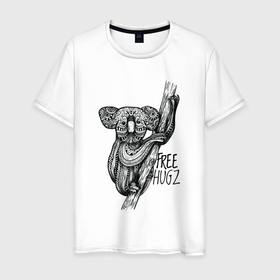 Мужская футболка хлопок с принтом Коала в стиле Мандала | Mandala Koala Free Hugs в Белгороде, 100% хлопок | прямой крой, круглый вырез горловины, длина до линии бедер, слегка спущенное плечо. | esoteric | ethnic | fashion | forest | lover | lovers | mandala | sacral | scheme | style | австралия | буддизм | иллюстрация | коалы | лесное животное | лесной зверь | на дереве | природа | сакральная схема | стиль | эзотерика | этника