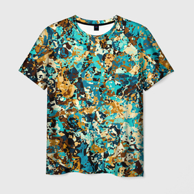 Мужская футболка 3D с принтом РАЗНОЦВЕТНАЯ ПАЛИТРА в Тюмени, 100% полиэфир | прямой крой, круглый вырез горловины, длина до линии бедер | абстрактный | декоративный | зеленый | красочный | оптические иллюзии | синий | узор | цветной | яркий