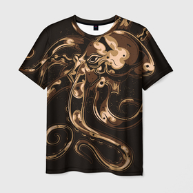 Мужская футболка 3D с принтом Мощный осьминог в Тюмени, 100% полиэфир | прямой крой, круглый вырез горловины, длина до линии бедер | octopus | морской житель | осьминог | спрут | щупальца