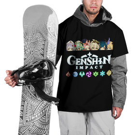 Накидка на куртку 3D с принтом Персонажи  игры Genshin Impact в Курске, 100% полиэстер |  | genshin impact | видеоигра | геншин импект | персонажи | символы