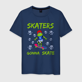 Мужская футболка хлопок с принтом SKATERS лягушонок на скейтборде в Петрозаводске, 100% хлопок | прямой крой, круглый вырез горловины, длина до линии бедер, слегка спущенное плечо. | board | extreme | frog | skate | skateboard | skateboarder | skateboarding | доска | жаба | квакушка | квакша | лягва | лягуха | лягушка | лягушки | скейт | скейтборд | скейтбординг | скейтбордист | фрог | экстрим