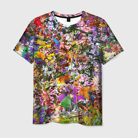 Мужская футболка 3D с принтом ЦВЕТОЧНАЯ ТЕКСТУРА в Белгороде, 100% полиэфир | прямой крой, круглый вырез горловины, длина до линии бедер | абстракция | акварель | белый | ботанический | зеленый | красивый | красный | красочный | оранжевый | растение | розовый | синий | узор | фиолетовый | цветок