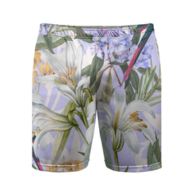 Мужские шорты спортивные с принтом Цветы Фиолетовые Дикие Джунгли в Тюмени,  |  | flowers | букет | природа | растение | флора | цветы