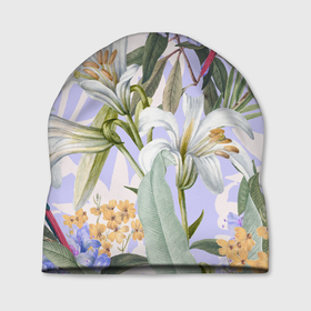 Шапка 3D с принтом Цветы Фиолетовые Дикие Джунгли , 100% полиэстер | универсальный размер, печать по всей поверхности изделия | flowers | букет | природа | растение | флора | цветы