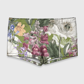 Мужские купальные плавки 3D с принтом Цветы Ностальгический Весенний Узор в Курске, Полиэстер 85%, Спандекс 15% |  | flowers | букет | природа | растение | флора | цветы